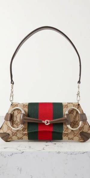 gucci 7628 horsebit red|GUCCI Horsebit embellished webbing.